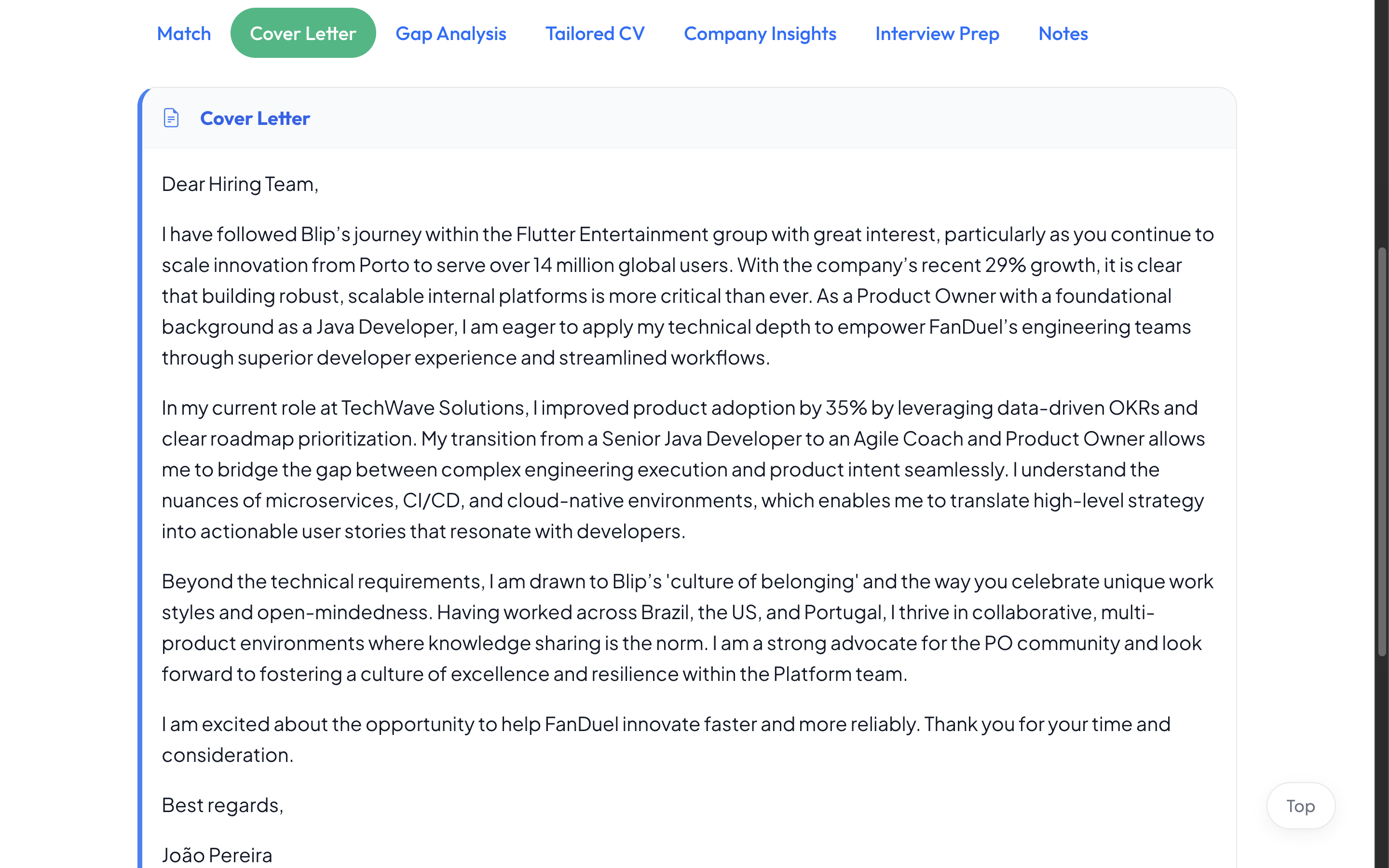 A cover letter that actually sounds like you